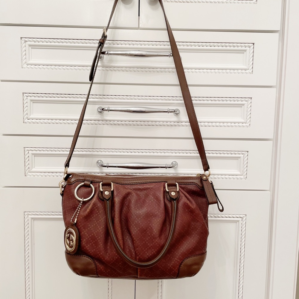 Gucci Brown Diamante Leather Sukey Tote w/Reciept